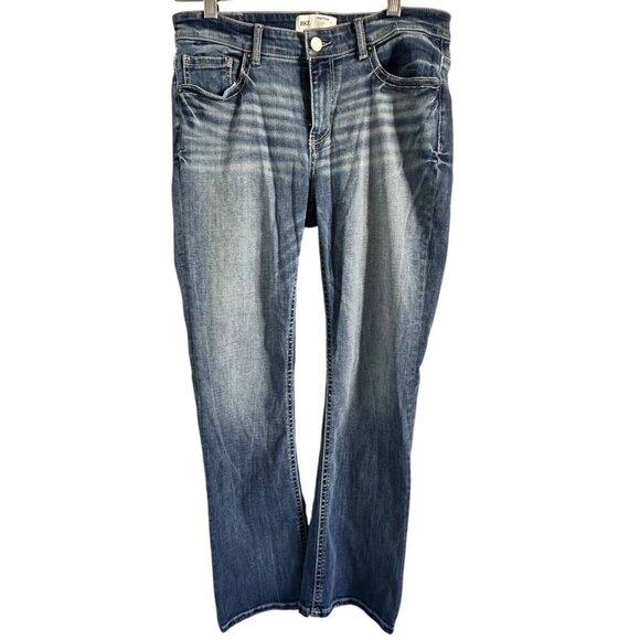 BKE Denim Jeans Womens 30 Blue Payton Universal Fit Mid Rise Bootcut Distressed - Picture 1 of 8